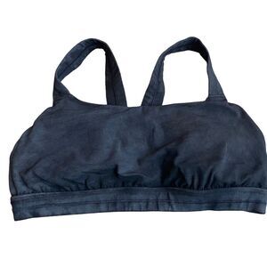 Athleta Size L Black Stonewash‎ Strappy Sports Bra Padded